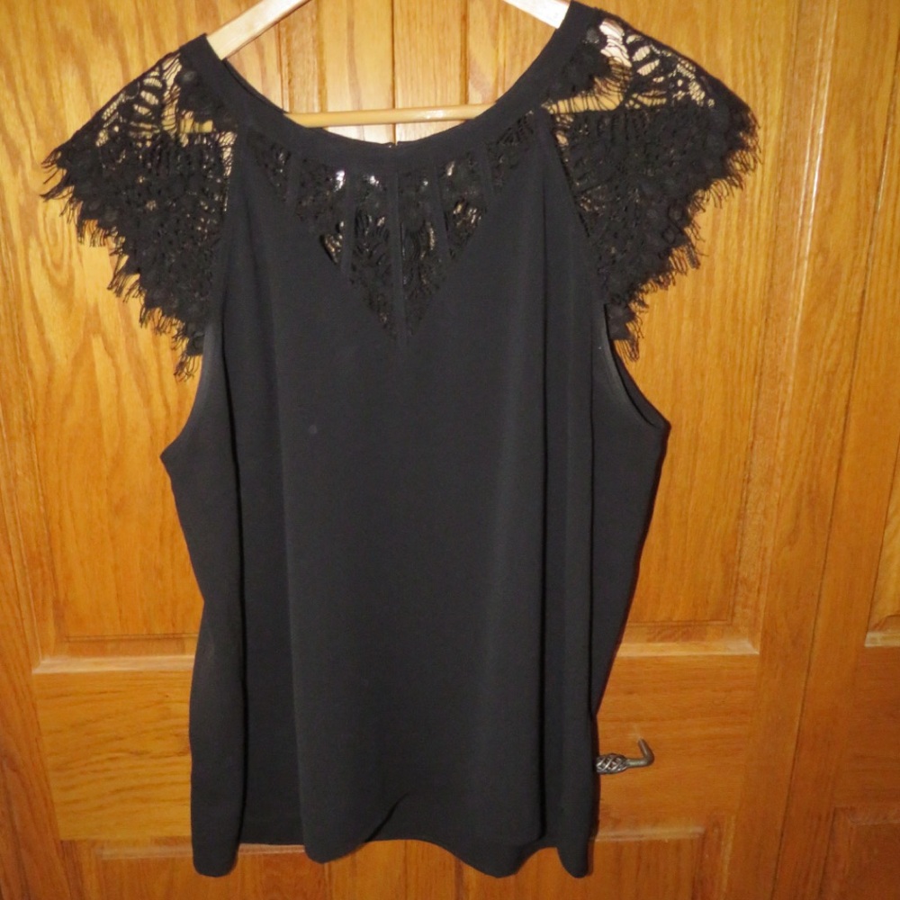 Brixon Ivy Black Asymmetrical Embellished Sleeveless Blouse